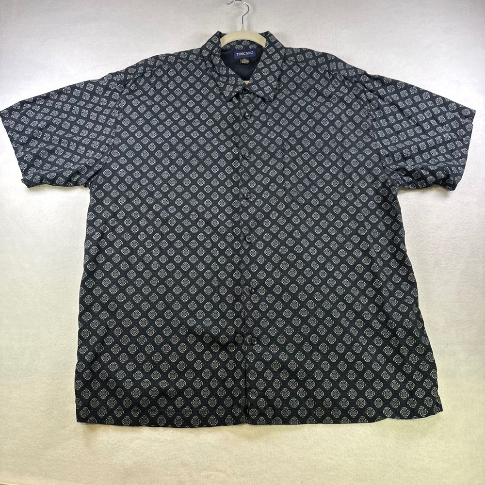 Toscano Patrick Assaraf Mens XXL Silk Rayon Medallion Print Button Down Shirt